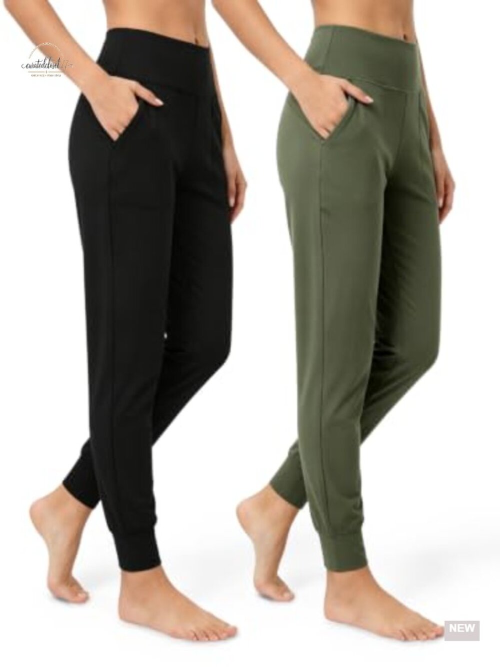 Women's High Waisted Yoga Joggers with Pockets, 2-3 Pack, Tummy Control,
